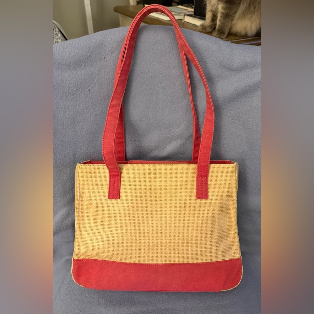 Beverly Hills Polo Club Canvas Tote Handbag - Double Handle Beach Summer - Picture 2 of 7